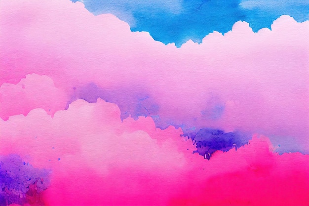 Nuages aquarelles roses et bleus vifs