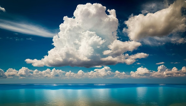 Nuages au-dessus de l'océan et du ciel bleu AI générative