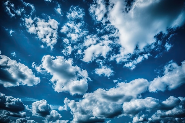 Des nuages blancs avec un ciel bleu le matin