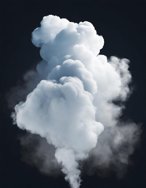 nuages blancs ou fumée isolée sur fond noir