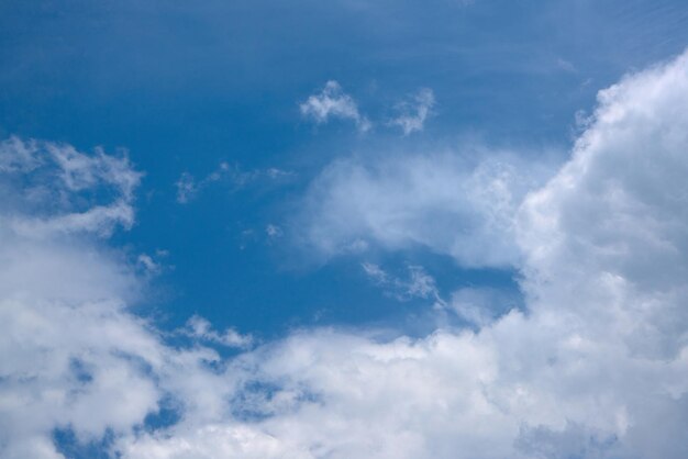 Nuages blancs gonflés dans un ciel bleu.