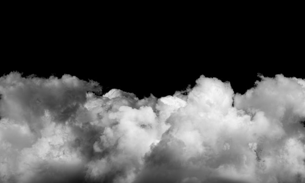 Nuages blancs isolés sur fond noir