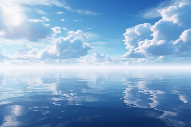 Nuages blancs purs du ciel reflétés dans l'eau de la mer