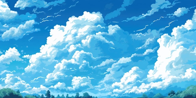 Les nuages bleus vectoriels du ciel sont un style d'anime propre