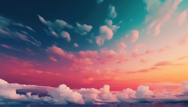 Nuages colorés et blancs Generative Ai