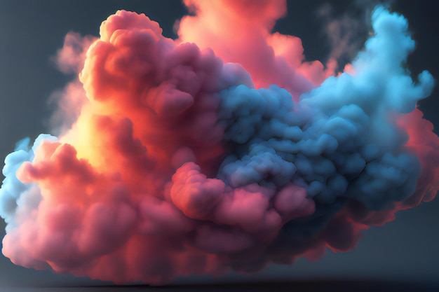 Les nuages colorés fument Le papier peint de fumée rouge et bleue