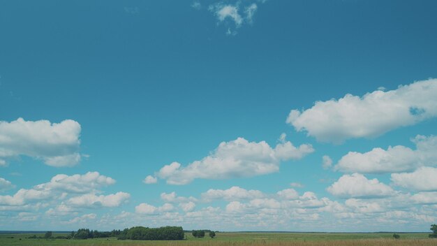 Nuages cumulus blancs dans les nuages de champs au-dessus des champs agricoles