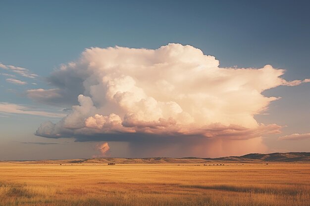 Des nuages cumulus s'élèvent au-dessus d'un paysage