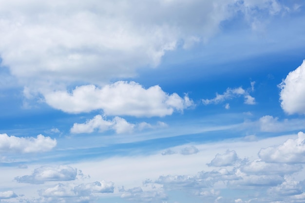 Nuages duveteux sur l'espace de copie de fond de ciel bleu ciel