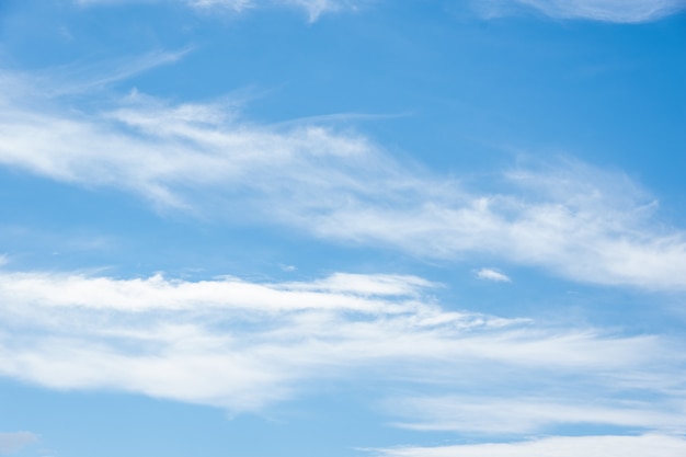 Nuages duveteux plumeux blancs sur un ciel bleu, un fond et une texture. Cirrus dans le ciel bleu, beau Cirrus uncinus dans le ciel bleu d'été