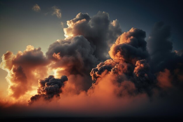 Nuages de fumée incandescents