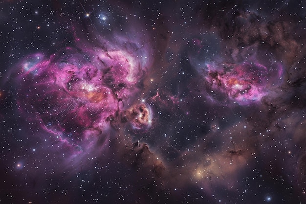 Photo les nuages de gaz ngc 2020 et ngc 2014 dans le grand nuage de magellan