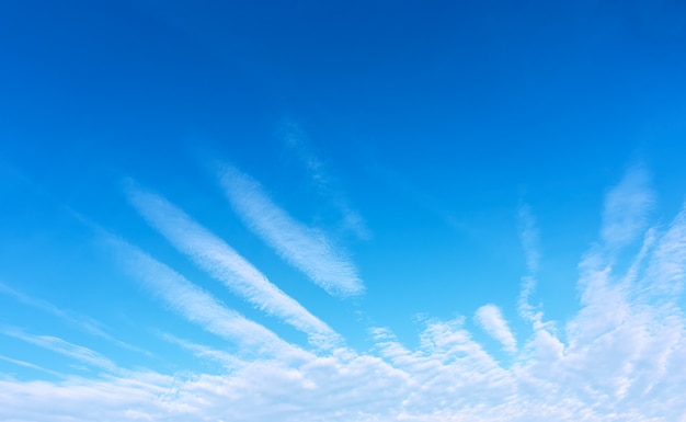 Nuages inhabituels comme une aile d'oiseau avec des plumes dans le ciel bleu.