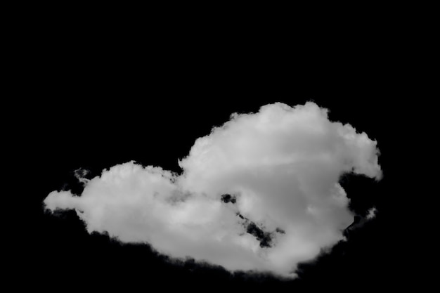 Nuages isolés sur fond noir avec un tracé de détourage.