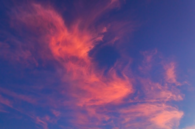 Nuages majestueux duveteux le soir