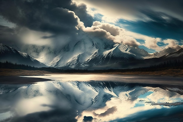 Nuages sur les montagnes de l'Alaska