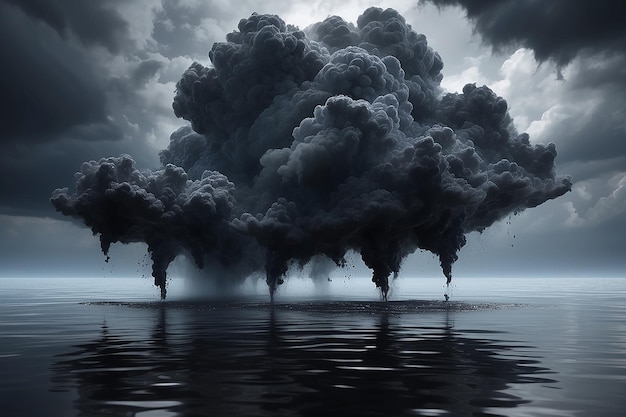 Des nuages noirs abstraits dans l'eau