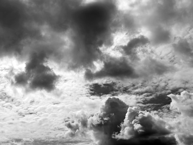 Des nuages noirs et blancs dans le fond du ciel