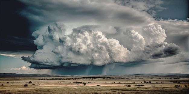 Des nuages d'orage, un ciel sombre sur le paysage rural.