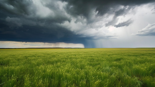 Nuages d'orage d'IA générative au-dessus d'un champ