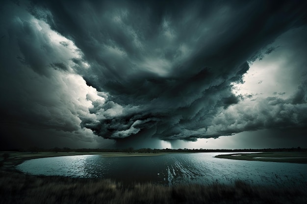 Nuages d'orage de mauvaise humeur sombre Avertissement inquiétant