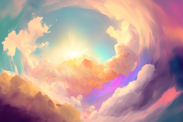 Nuages pastel avec soleil