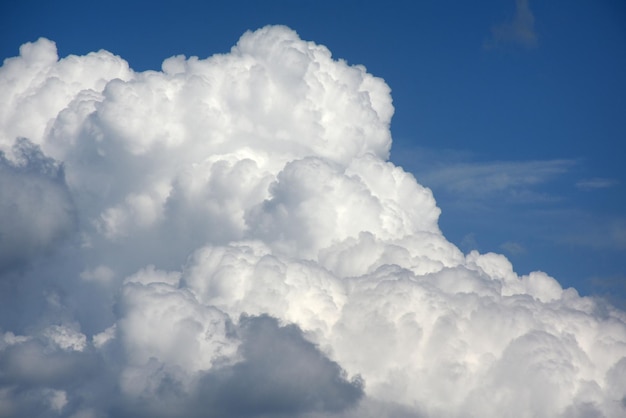 Nuages pelucheux sur le ciel bleu