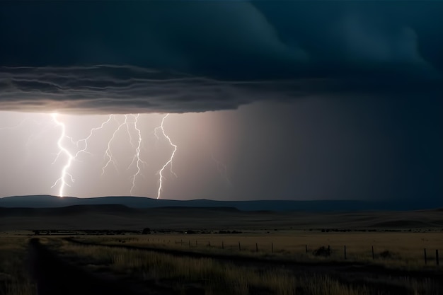 Nuages de pluie avec éclairs génératifs ai