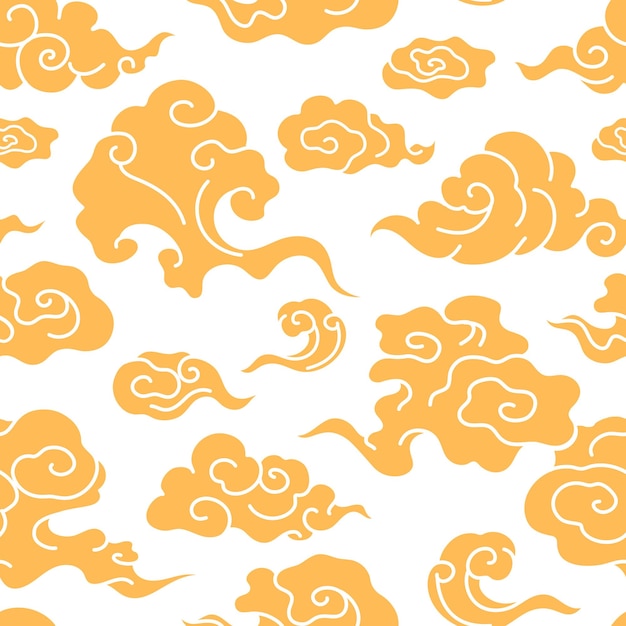Des nuages png motif fond sans couture or autocollant d'illustration orientale chinoise