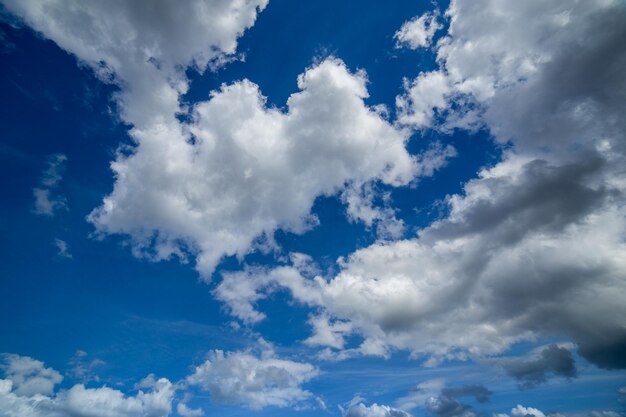 Nuages printaniers réguliers sur ciel bleu à la lumière du jour en europe continentale Gros plan avec objectif grand angle sans filtre