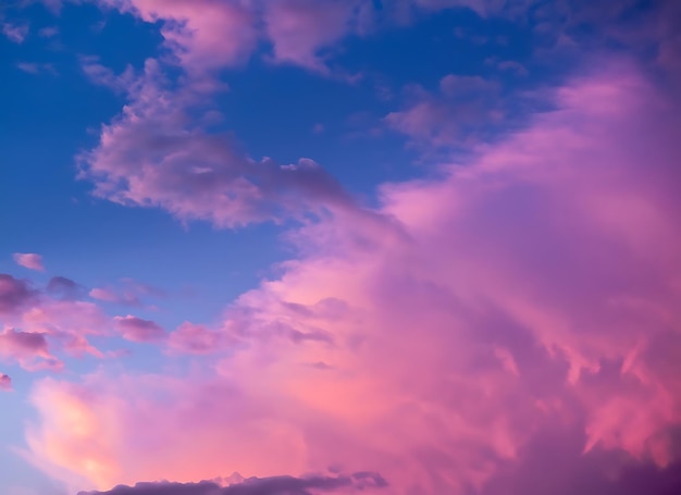 Des nuages roses et un ciel bleu violet