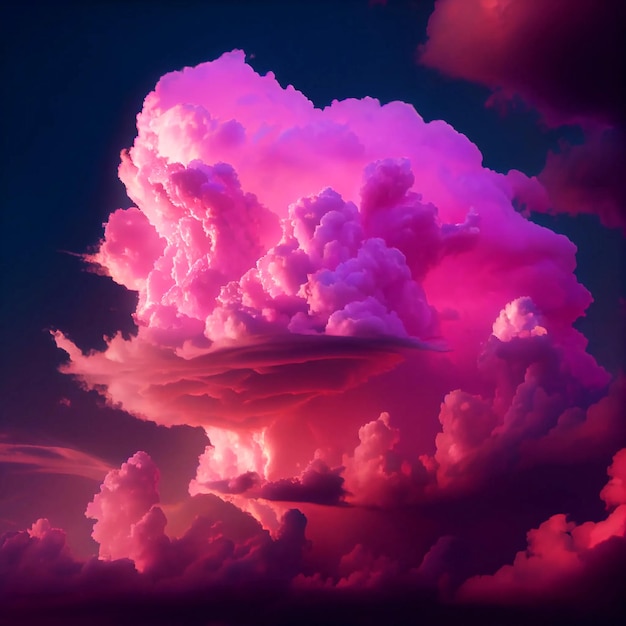 Nuages roses dans le ciel ciel violet