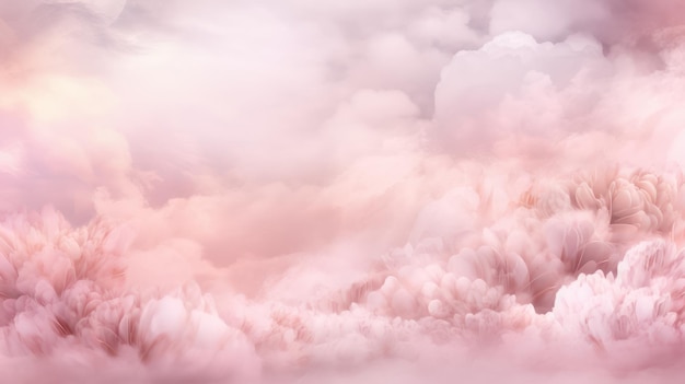 Nuages roses dans le ciel avec un fond rose