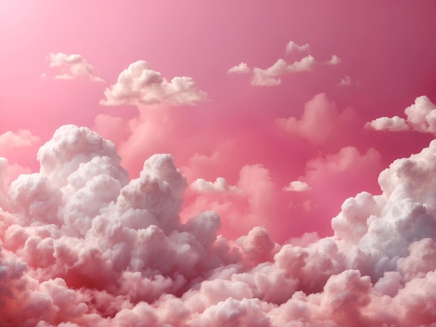 Des nuages roses sur le fond rose du ciel