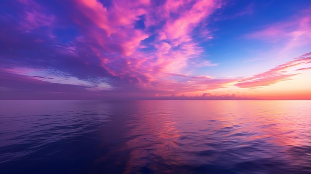 Nuages roses sur l'océan