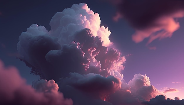 Les nuages se rassemblent au crépuscule peints avec des nuances de violet et de gris