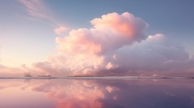 Photo les nuages se reflètent dans l'eau d'une plage calme générative ai