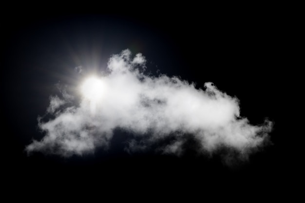 Nuages et soleil sur fond noir