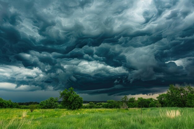 Des nuages sombres avant la pluie.