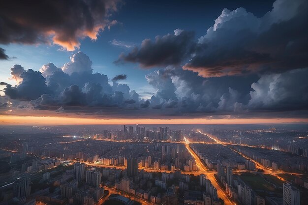 Des nuages spectaculaires en soirée dans la ville