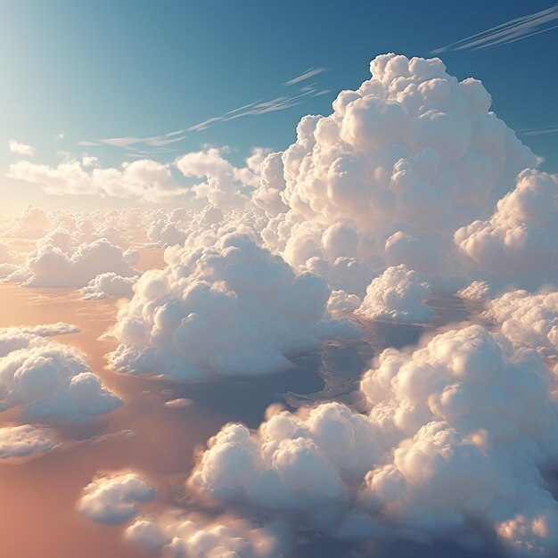 Photo des nuages de style photoréaliste rendus en 3d