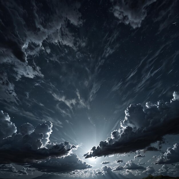 nuages de texture de fond motif un ciel sombre avec des nuages et un soleil brillant