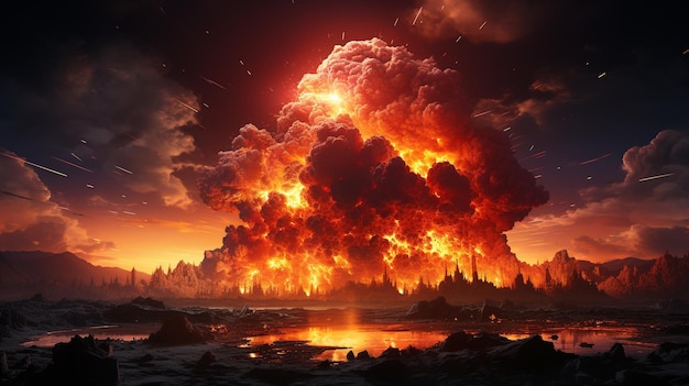 Nuclear_explosion_dramatic_sky_background HD 8K fond d'écran Image photographique