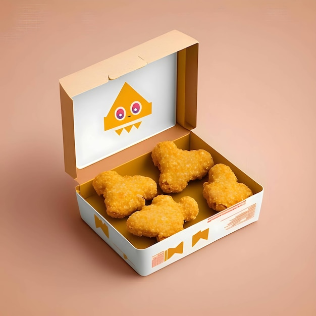 Des nuggets de poulet dans une boîte en papier