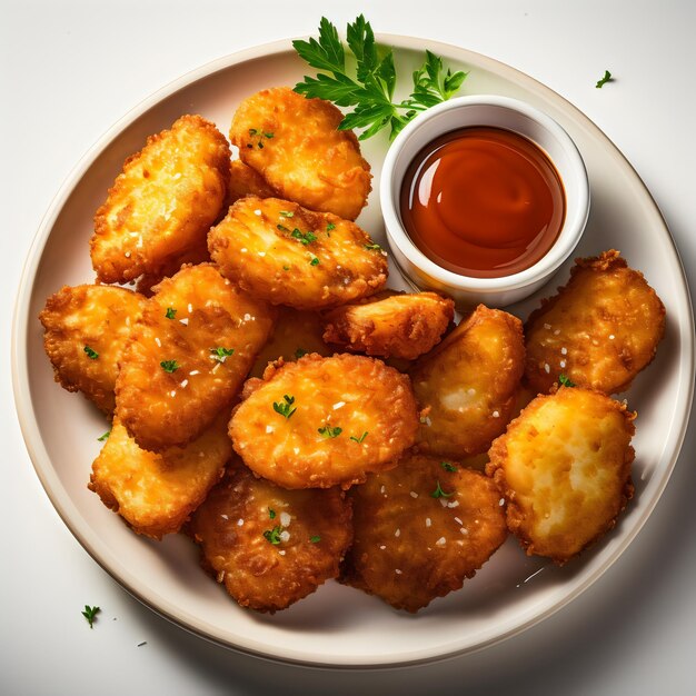 Photo des nuggets de poulet avec du ketchup.