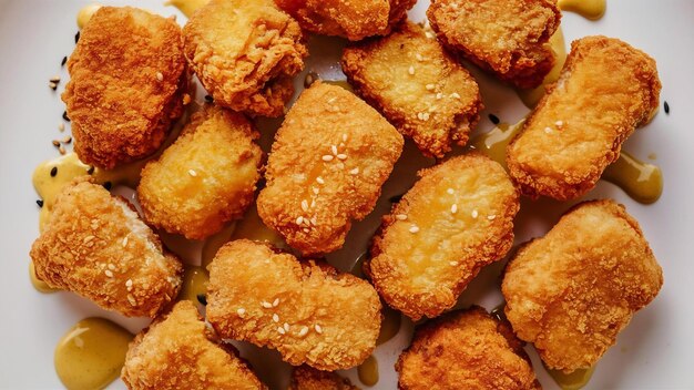 Des nuggets de poulet frits et savoureux isolés