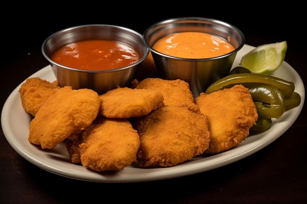 Des nuggets de poulet sur un plateau avec un côté de 452 bloc 0 1jpg