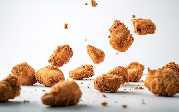 Nuggets de poulet rôti croustillant isolé sur fond blanc