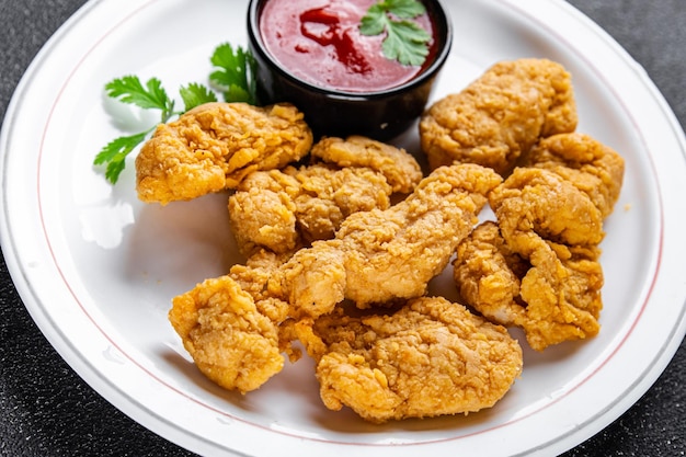 nuggets de poulet viande de volaille frite repas de restauration rapide collation de nourriture sur la table nourriture de l'espace de copie