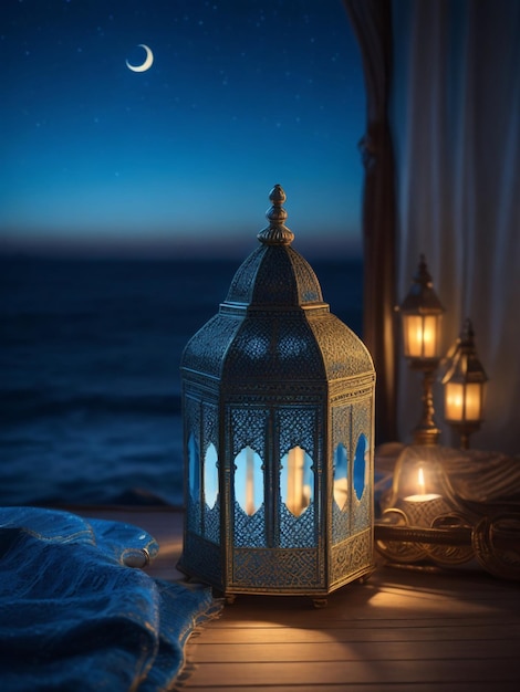 Une nuit arabe chaleureuse avec un magnifique fond effet bokeh